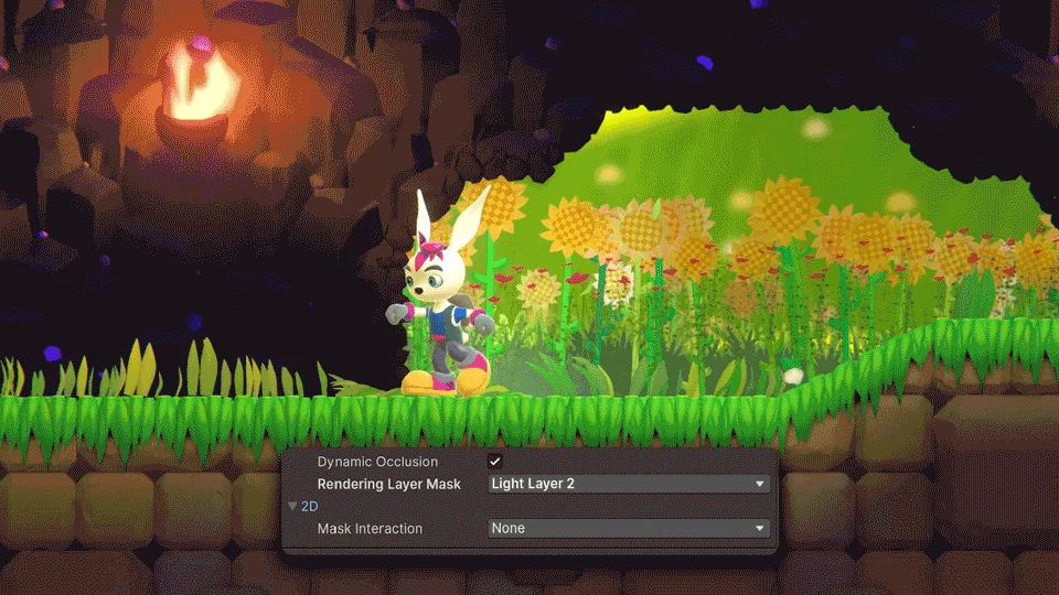Bunny Blitz scene demonstrating separate lighting layers
