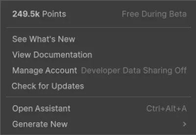 Unity AI menu in Unity 6.2