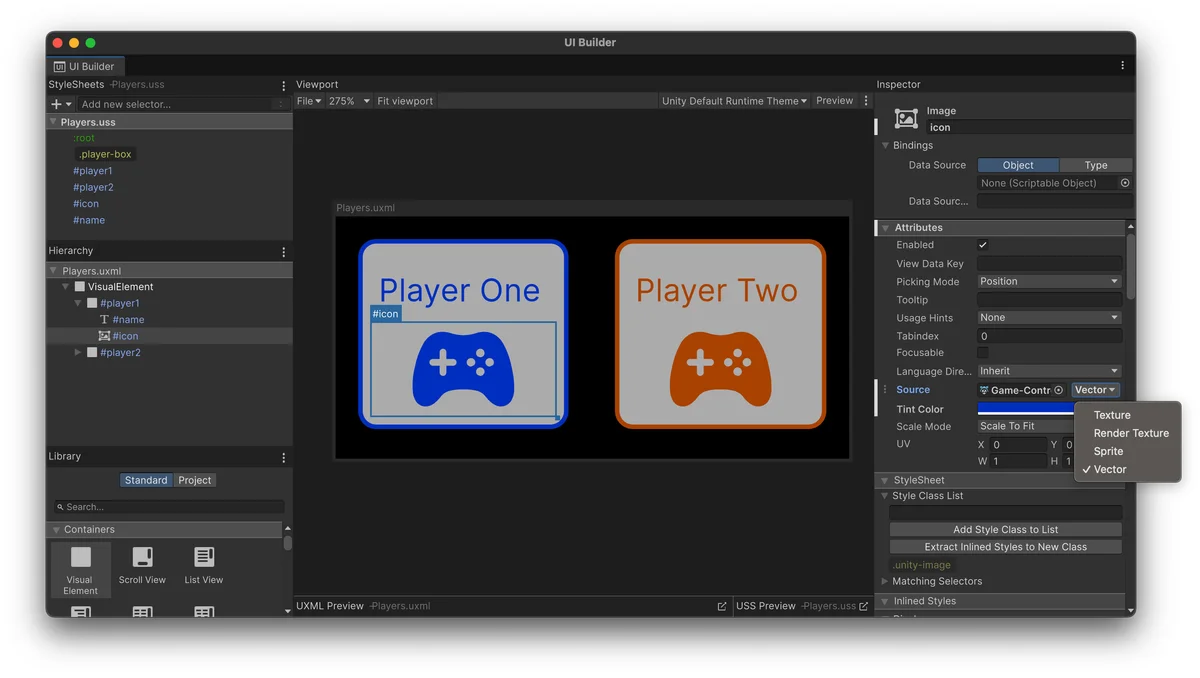 SVG graphics displayed in UI Builder