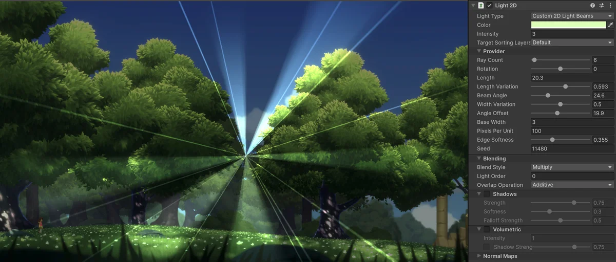 Custom lights illuminating a 2D scene