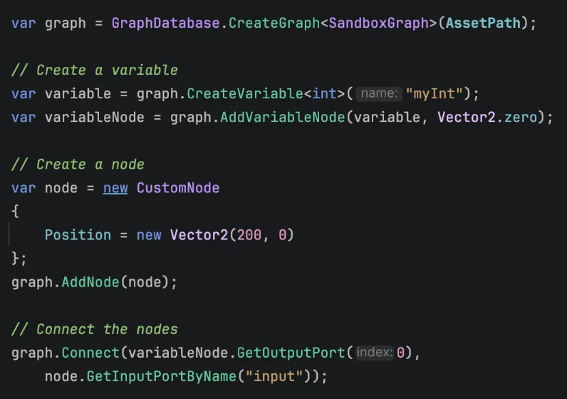 Code example creating a graph with Graph Toolkit